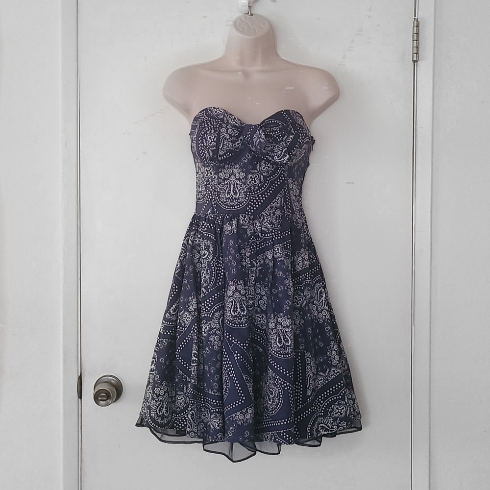 Strapless Hankerchief Printed Dress